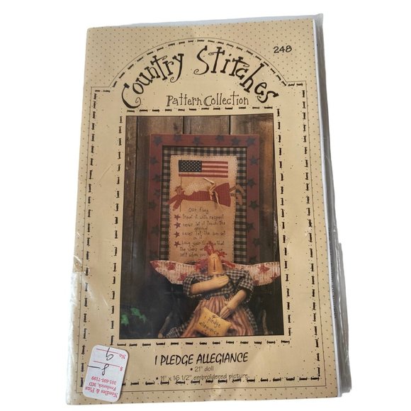 I Pledge Allegiance pattern doll+ embroidered picture 1999 Americana - Picture 1 of 3